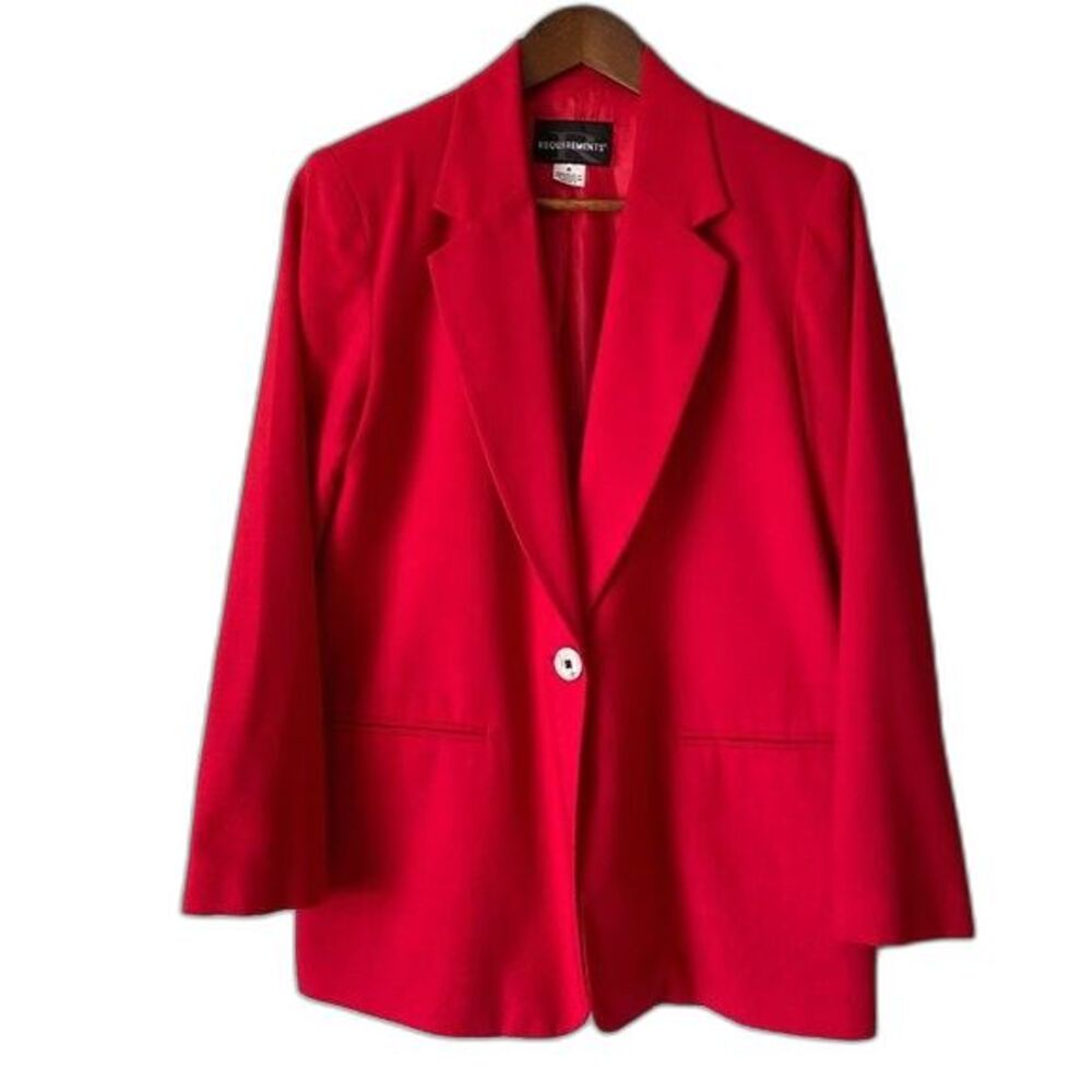 VTG Women's Requirements Blazer Bright Red Jacket 80's 90's Office Size 8